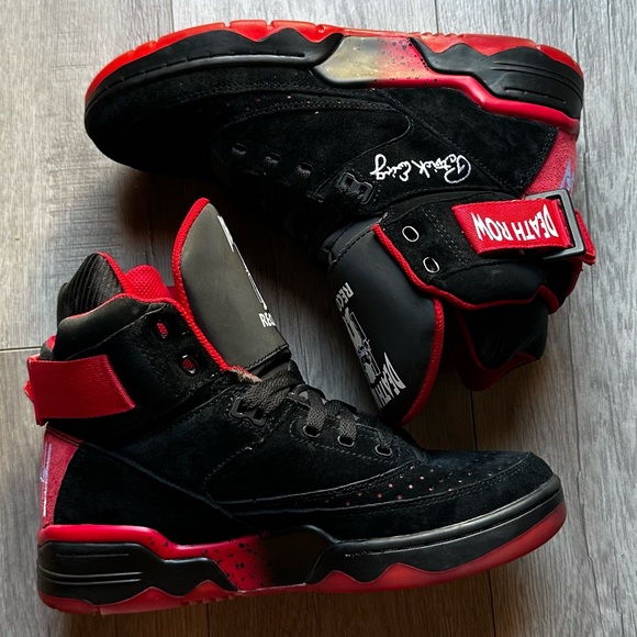 LIKE NEW: EWING - DEATH ROW RECORDS SIZE 8 RED AND BLACK HIGH TOPS SNEAKERS - Picture 8 of 8